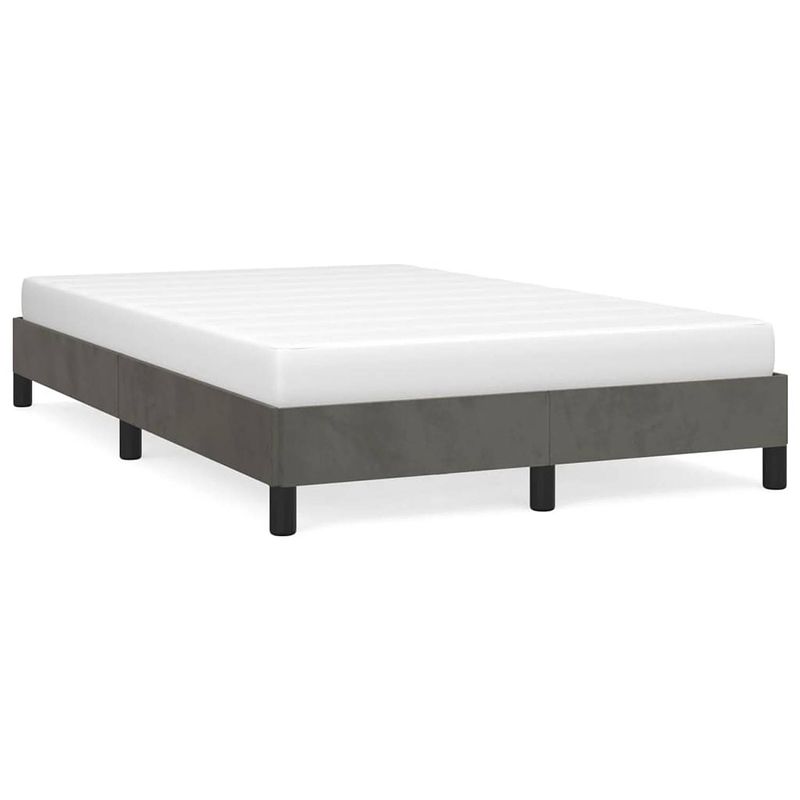 Foto van The living store bedframe fluwelen donkergrijs - 203x123x25 cm - multiplex lattenbodem