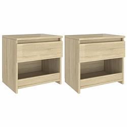 Foto van The living store nachtkastje - spaanplaat - 40x30x39 cm - sonoma eiken - 1 lade 1 schap