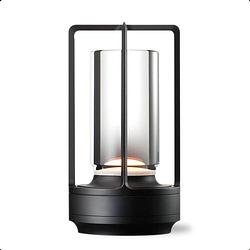 Foto van Goliving tafellamp oplaadbaar - lantaarn - draadloos en dimbaar - moderne touch lamp - 17.5 cm - zwart