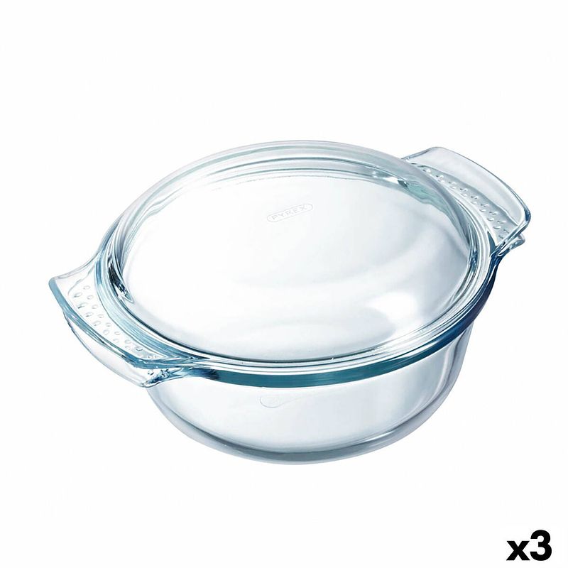 Foto van Ovenschaal pyrex classic met deksel transparant glas 33 x 26 x 12 cm (3 stuks)