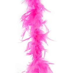 Foto van Carnaval verkleed veren boa kleur fluor fuchsia roze 2 meter - verkleed boa