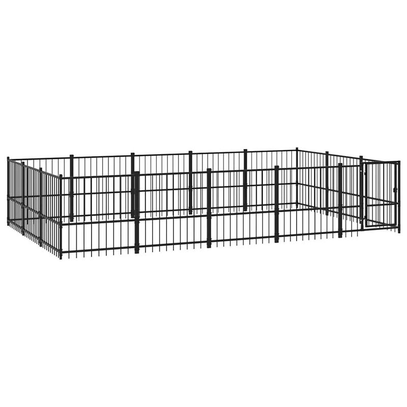 Foto van The living store hondenhok hondenkennel - 485x291x100 cm - stalen stangen - gepoedercoat staal - zwart