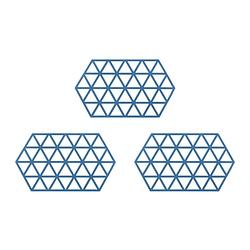 Foto van Krumble siliconen pannenonderzetter hexagon lang - blauw - set van 3