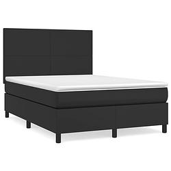 Foto van The living store boxspring bed - pocketvering 140x200 - kunstleer - verstelbaar hoofdbord