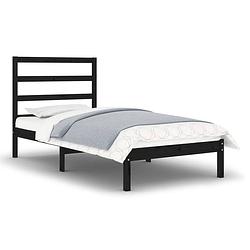 Foto van Vidaxl bedframe massief hout zwart 75x190 cm 2ft6 small single