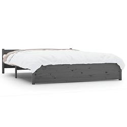 Foto van Vidaxl bedframe massief hout grijs 140x190 cm