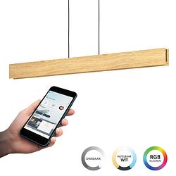 Foto van Eglo connect.z anchorena-z hanglamp - 123 cm - bruin/zwart/wit - instelbaar rgb & wit licht - dimbaar - zigbee