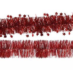 Foto van Decoris folie kerstslingers 2x stuks - rood - kunststof - 270 cm - kerstslingers
