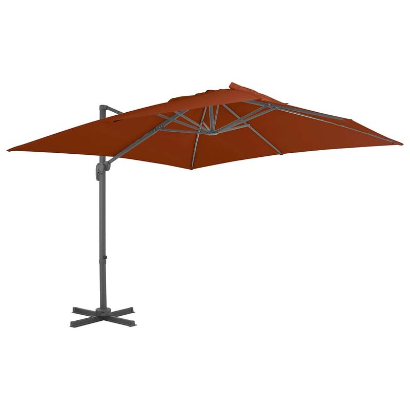 Foto van Vidaxl zweefparasol met aluminium paal 300x300 cm terracottakleurig