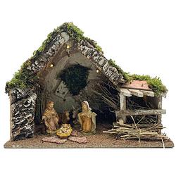 Foto van Complete kerststal met jozef, maria en jezus beeldjes 43 x 20 x 29 cm - kerststallen