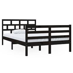 Foto van Vidaxl bedframe massief hout zwart 120x190 cm 4ft small double