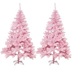 Foto van 2x stuks kunst kerstbomen/kunstbomen roze 180 cm - kunstkerstboom