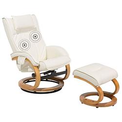 Foto van Beliani majestic - fauteuil met hocker-beige-kunstleer