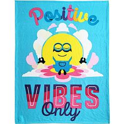 Foto van Minions fleece deken positive vibes - 130 x 170 cm - blauw