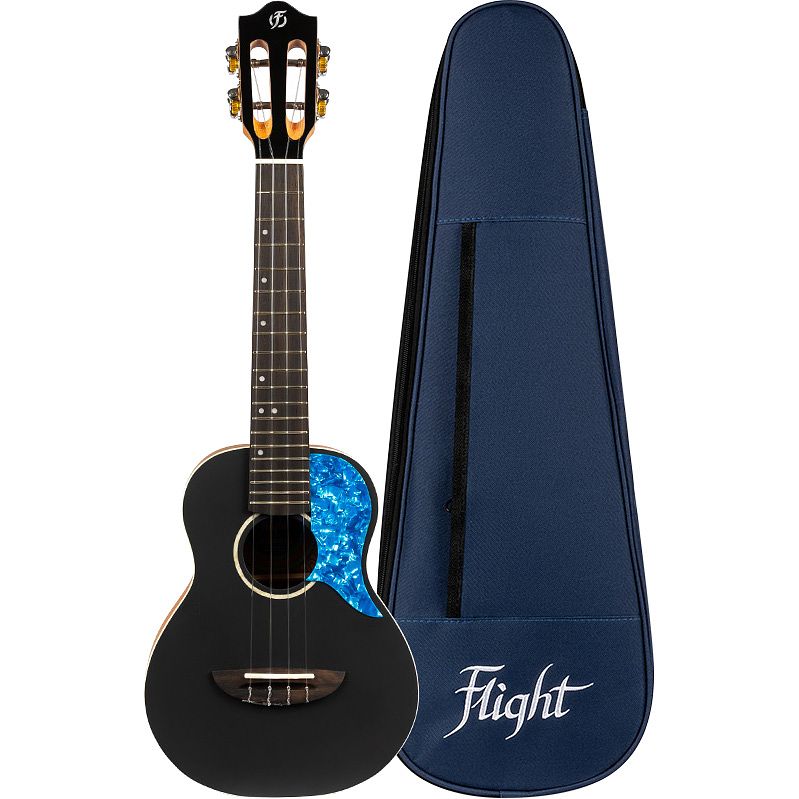 Foto van Flight iris concert ukulele black concert ukelele met gigbag