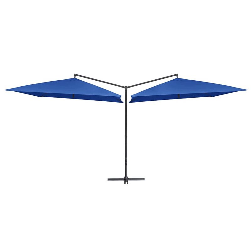 Foto van Vidaxl parasol dubbel met stalen paal 250x250 cm azuurblauw