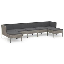 Foto van Vidaxl 7-delige loungeset met kussens poly rattan grijs