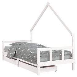 Foto van Vidaxl kinderbedframe met lades 90x200 cm massief grenenhout wit