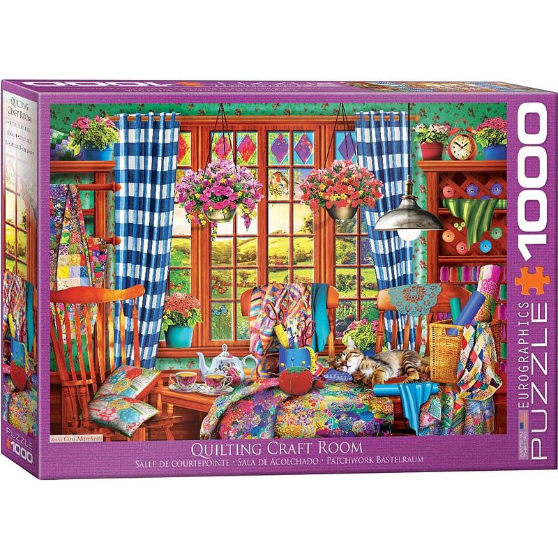 Foto van Eurographics puzzel patchwork craft room - 1000 stukjes