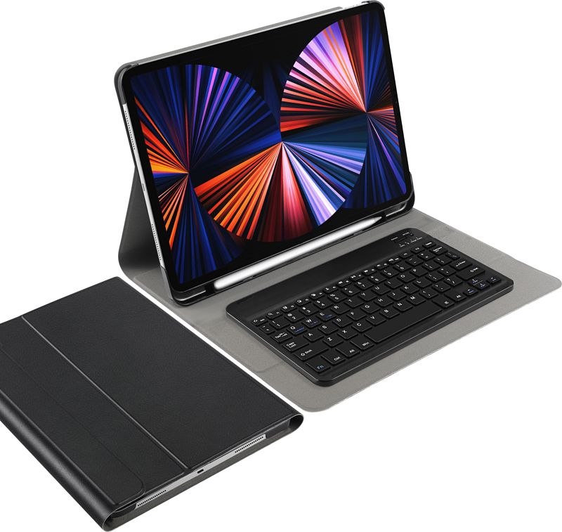 Foto van Just in case slimline apple ipad pro 12.9 inch (2021) toetsenbord hoes zwart qwerty