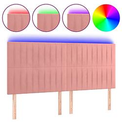 Foto van Vidaxl hoofdbord led 200x5x118/128 cm fluweel roze