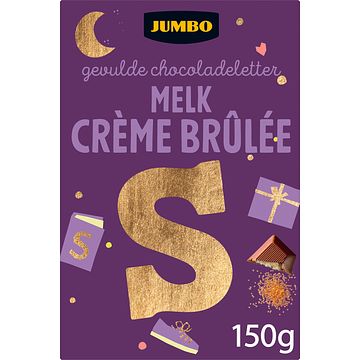 Foto van Jumbo gevulde chocoladeletter melk creme brulee s 150g aanbieding bij jumbo | 2 voor 4.50