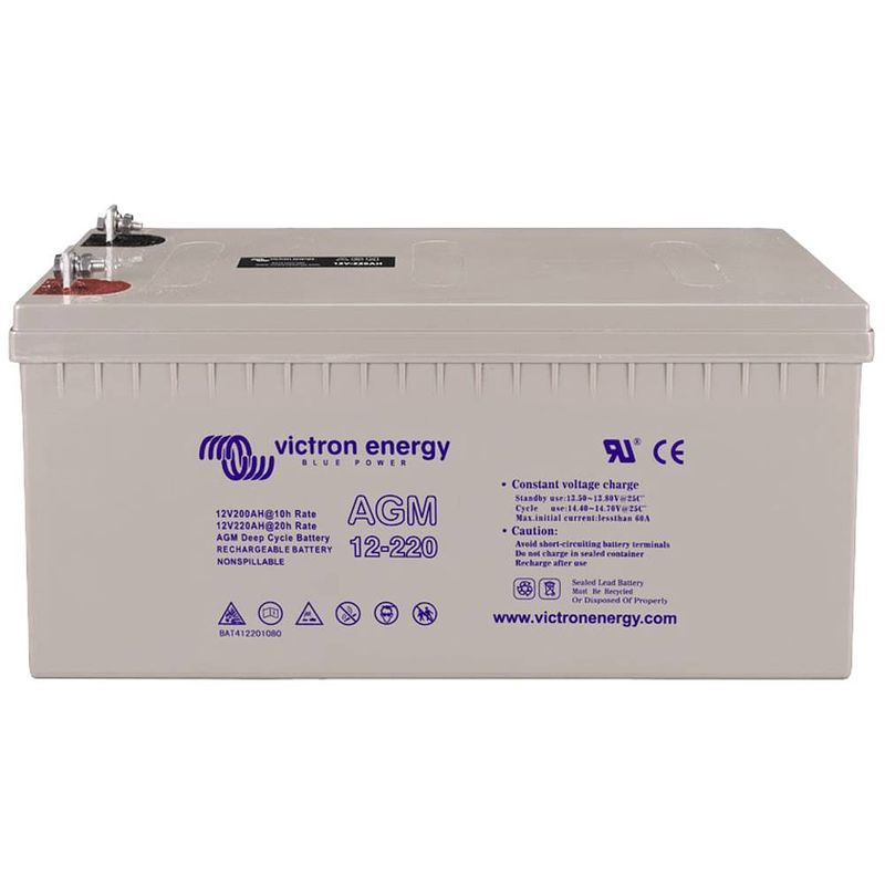 Foto van Victron energy loodaccu 12 v 220 ah loodgel (b x h x d) 522 x 240 x 224 mm m8-schroefaansluiting onderhoudsvrij