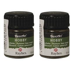 Foto van 2x acrylverf/hobbyverf donkerbruin 15 ml hobby materiaal - hobbyverf