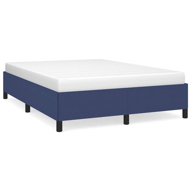 Foto van The living store bedframe - blauw - 193 x 143 x 35 cm - multiplex lattenbodem - duurzaam materiaal