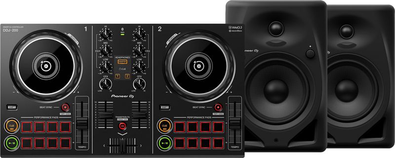 Foto van Pioneer dj ddj-200 + pioneer dj dm-50d-bt zwart