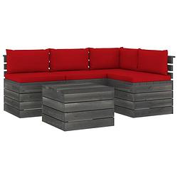 Foto van Vidaxl 5-delige loungeset met kussens pallet massief grenenhout