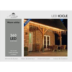 Foto van Icicle lights 360l/720x60cm 36l flash led warm wit - 5m aanloopsnoer transparant - 31v/ip44 anna's collection