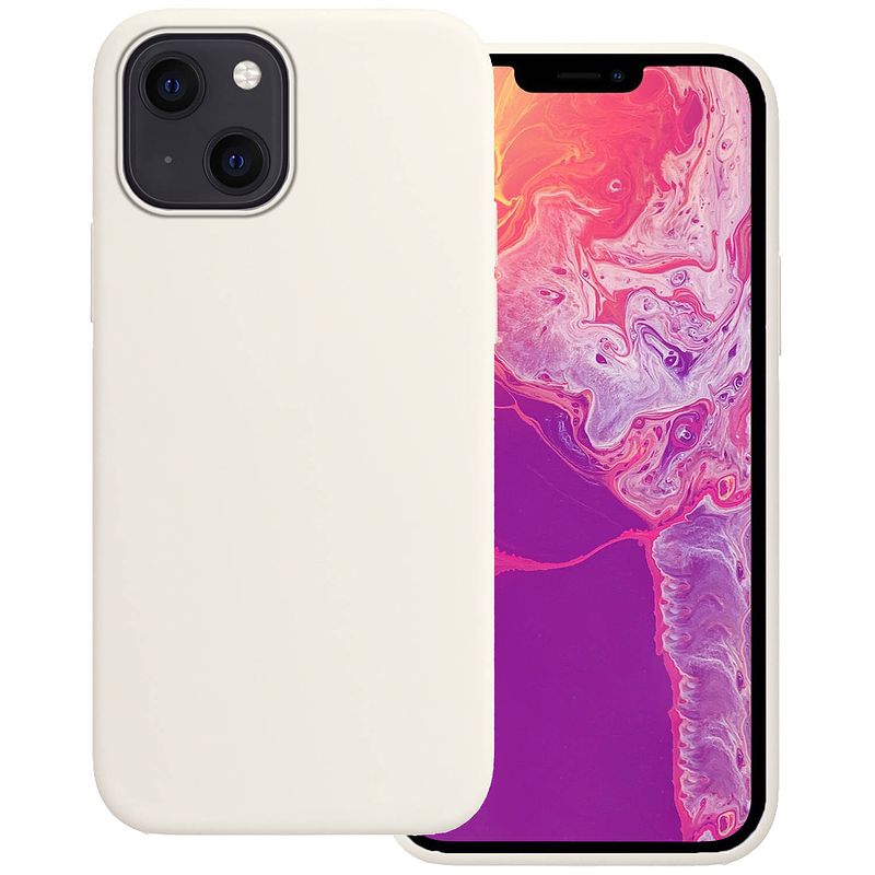 Foto van Basey hoes voor iphone 14 max hoesje siliconen back cover case - hoes voor iphone 14 max hoes silicone case hoesje - wit