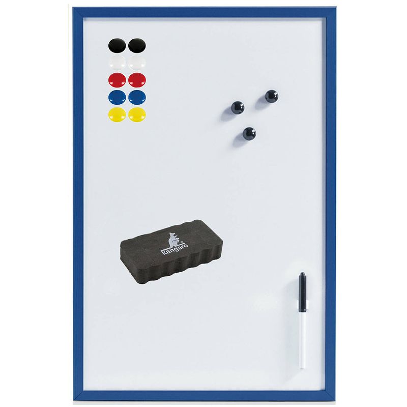 Foto van Magnetisch whiteboard/memobord met marker/wisser/magneten - 40 x 60 cm - blauw - whiteboards