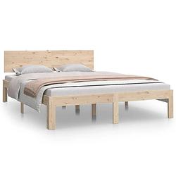 Foto van The living store bed grenenhouten massief - dubbel - 195.5 x 138.5 x 69.5 cm - multiplex lattenbodem