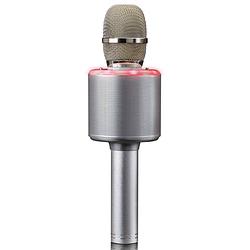 Foto van Karaoke microfoon met bluetooth, speaker en verlichting lenco bmc-085si zilver