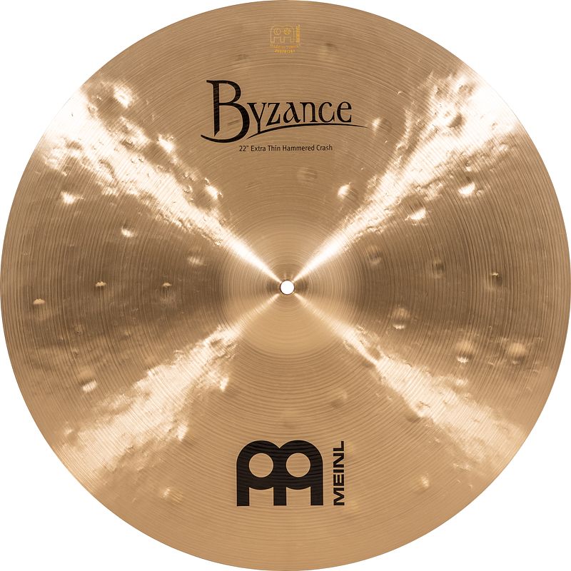 Foto van Meinl b22ethc byzance traditional extra thin hammered 22 inch crash bekken