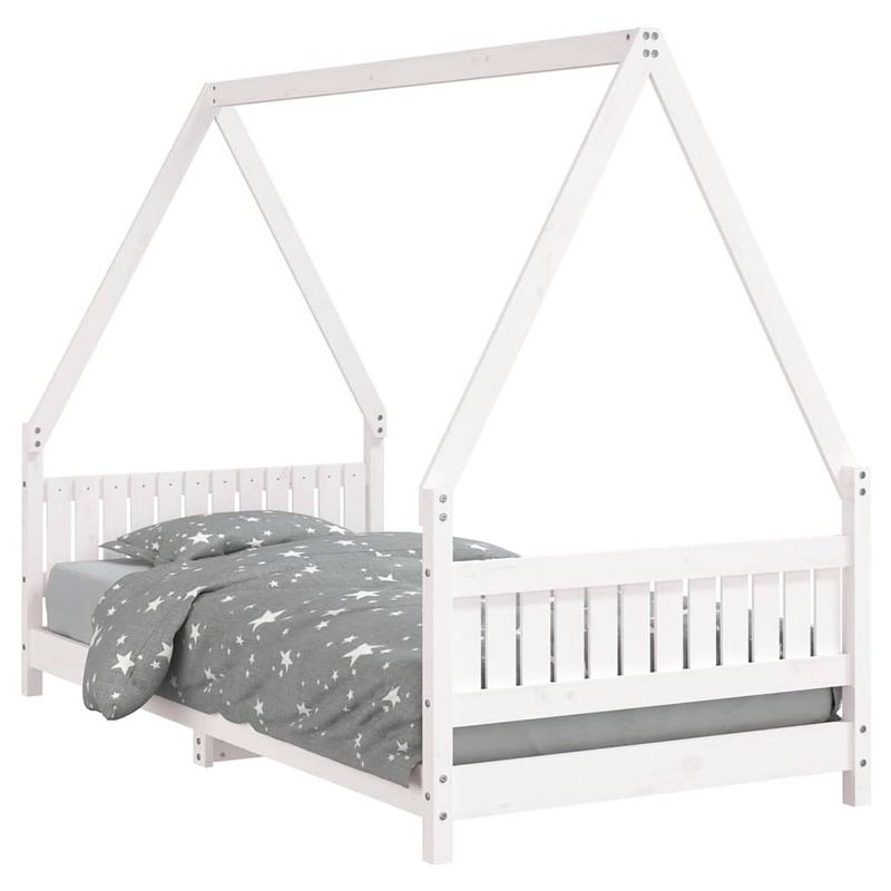 Foto van Vidaxl kinderbedframe 90x190 cm massief grenenhout wit