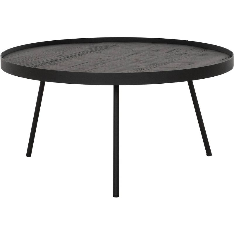 Foto van Dtp home coffee table saturnus large black,30xø60 cm, recycled teak...