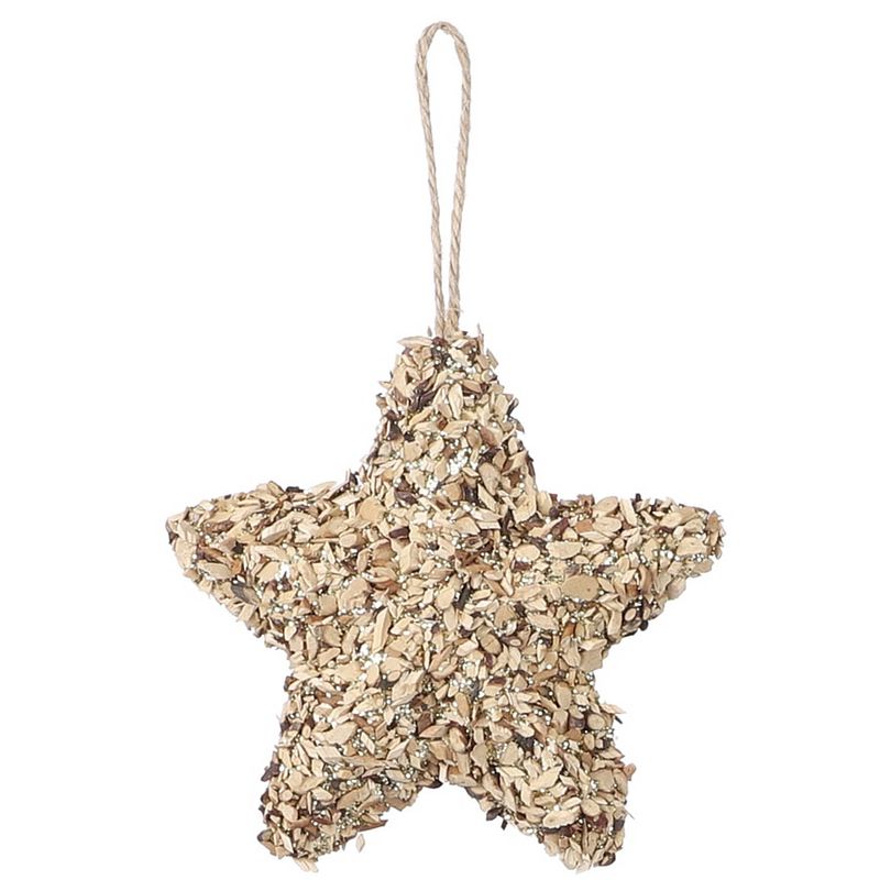 Foto van House of seasons ornament ster 16 cm hout/polyester bruin