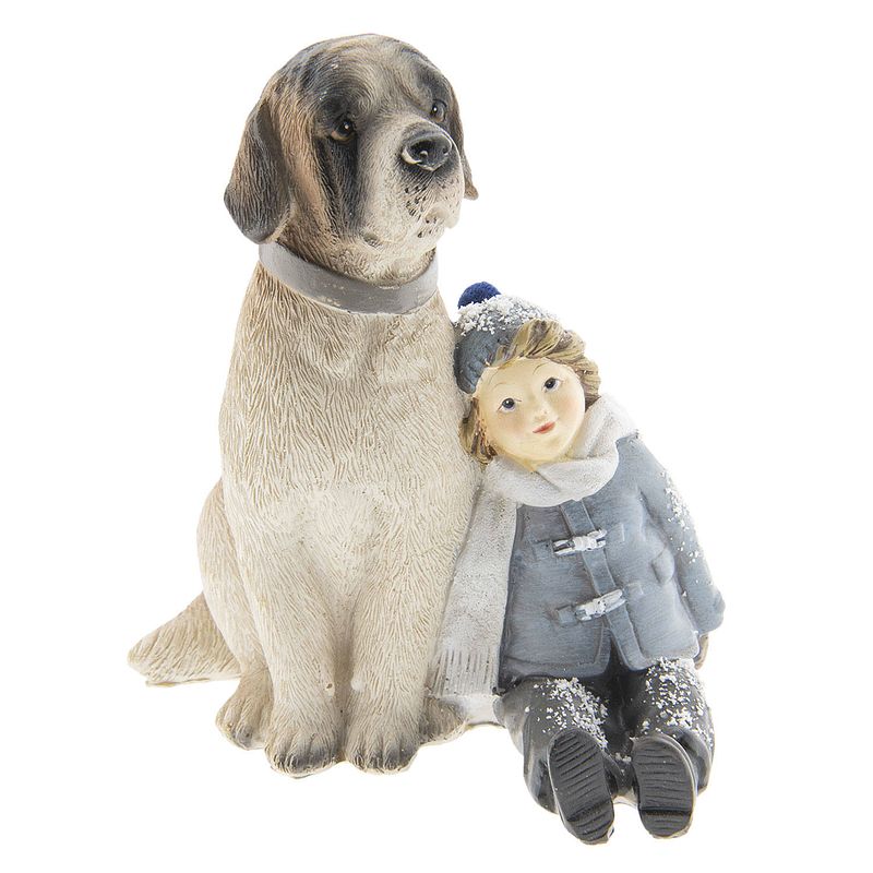 Foto van Clayre & eef decoratie kind met hond 13*11*15 cm 6pr2409