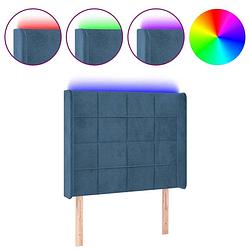 Foto van Vidaxl hoofdbord led 83x16x118/128 cm fluweel donkerblauw