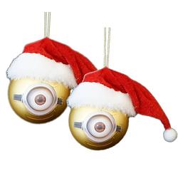 Foto van The minions kerstballen van kunststof minion carl 2x - kerstbal