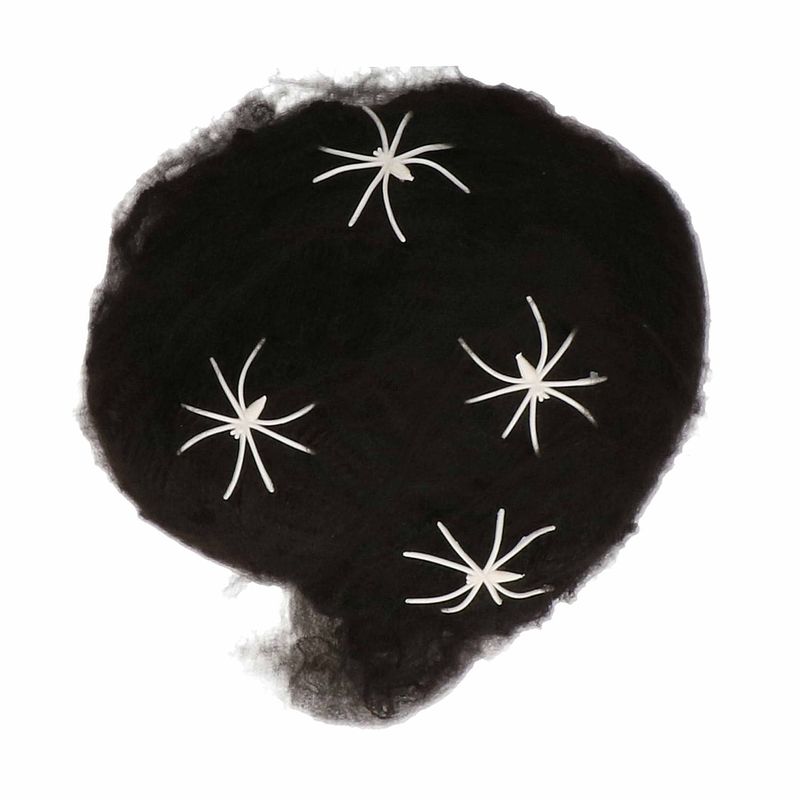 Foto van Boland decoratie spinnenweb/spinrag met spinnen - 60 gram - zwart - halloween/horror versiering - feestdecoratievoorwerp