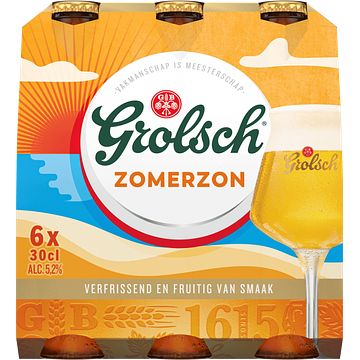 Foto van Grolsch zomerzon flessen 6 x 300ml aanbieding bij jumbo | 2e halve prijs