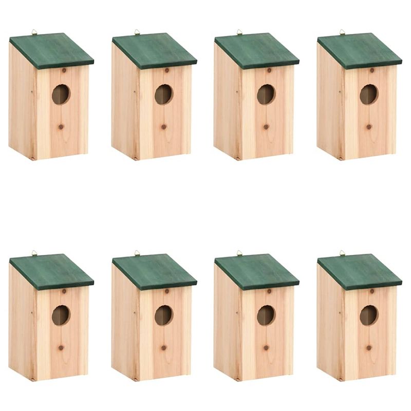 Foto van Vidaxl vogelhuisjes 8 st 12x12x22 cm hout