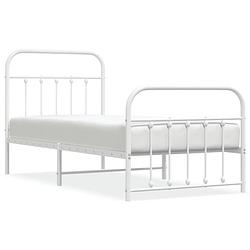 Foto van The living store bedframe klassiek metaal - 207x85x100 cm - wit