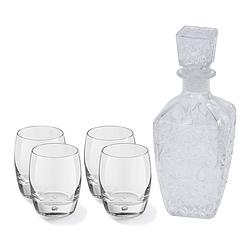 Foto van Glazen whisky/water karaf 750 ml met 4x whiskyglazen 360 ml - whiskeykaraffen