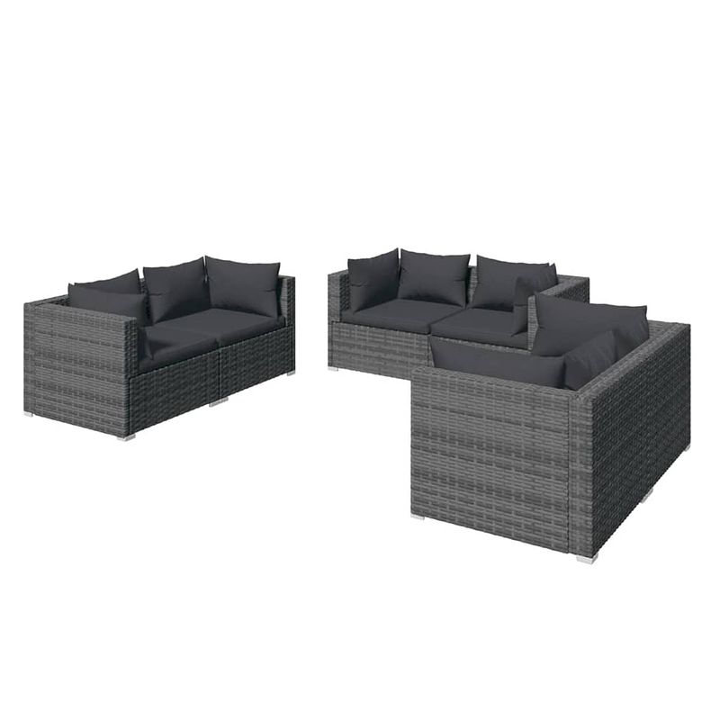 Foto van Vidaxl 6-delige loungeset met kussens poly rattan grijs