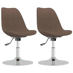 Foto van Vidaxl eetkamerstoelen 2 st draaibaar stof taupe